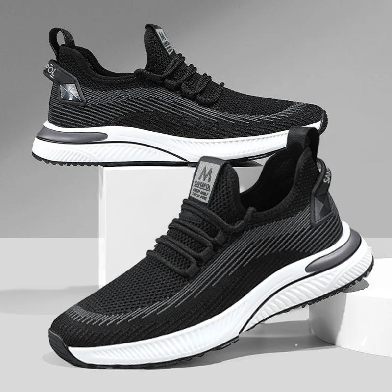 Men's Breathable Lace-Up Casual Sneakers - Comfortable Autumn Running Shoes